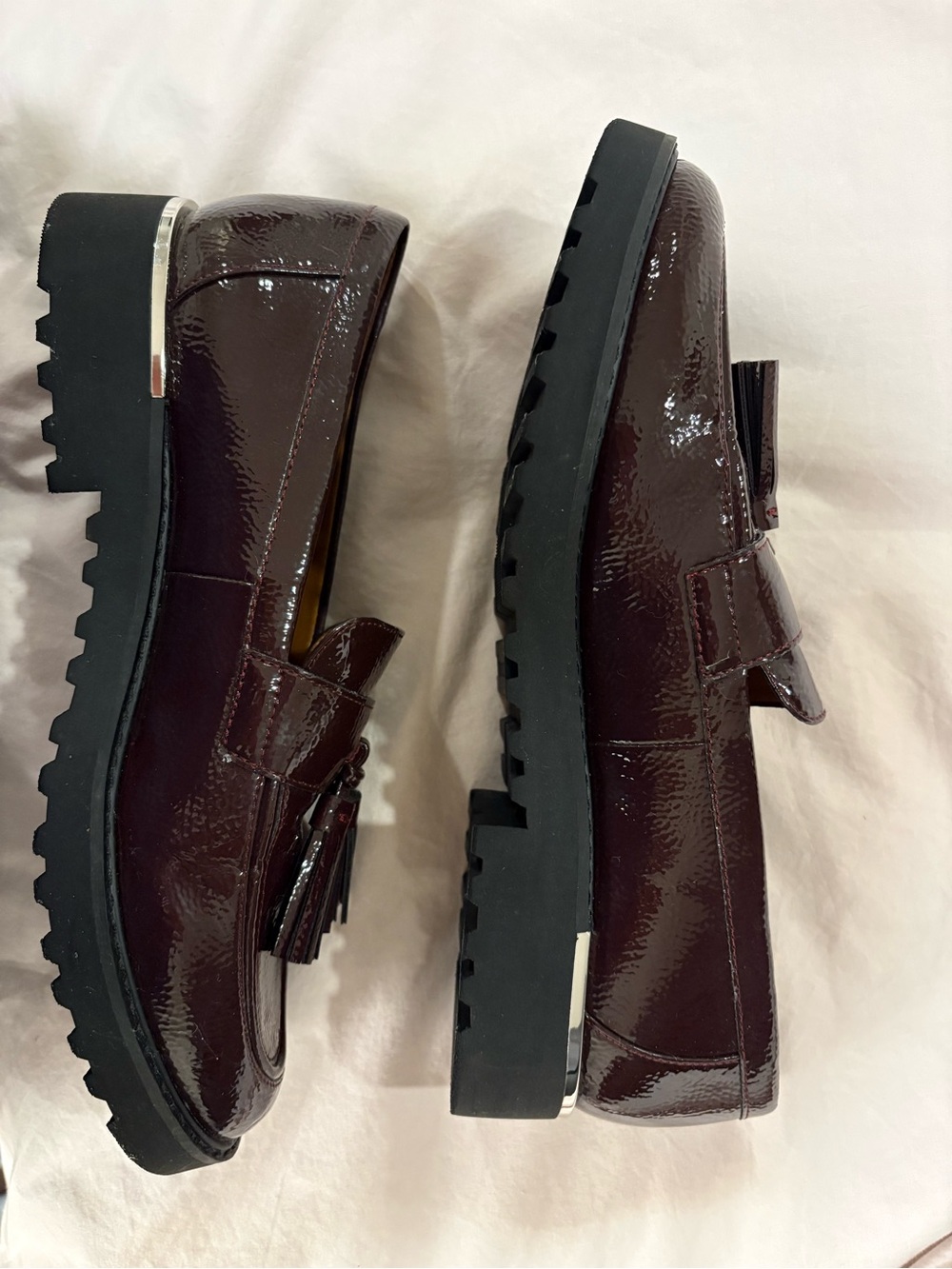 Franco Sarto Patent Leather Loafers with Tassels in Deep Burgundy - Picture 5 of 6